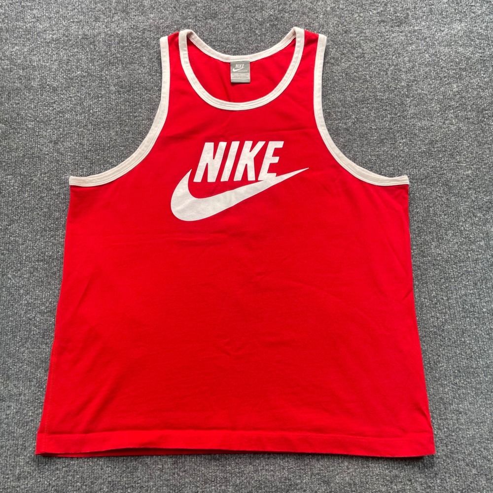 Nike Tank Top Men XL Red Futura Logo Ringer Sleeveless Shirt